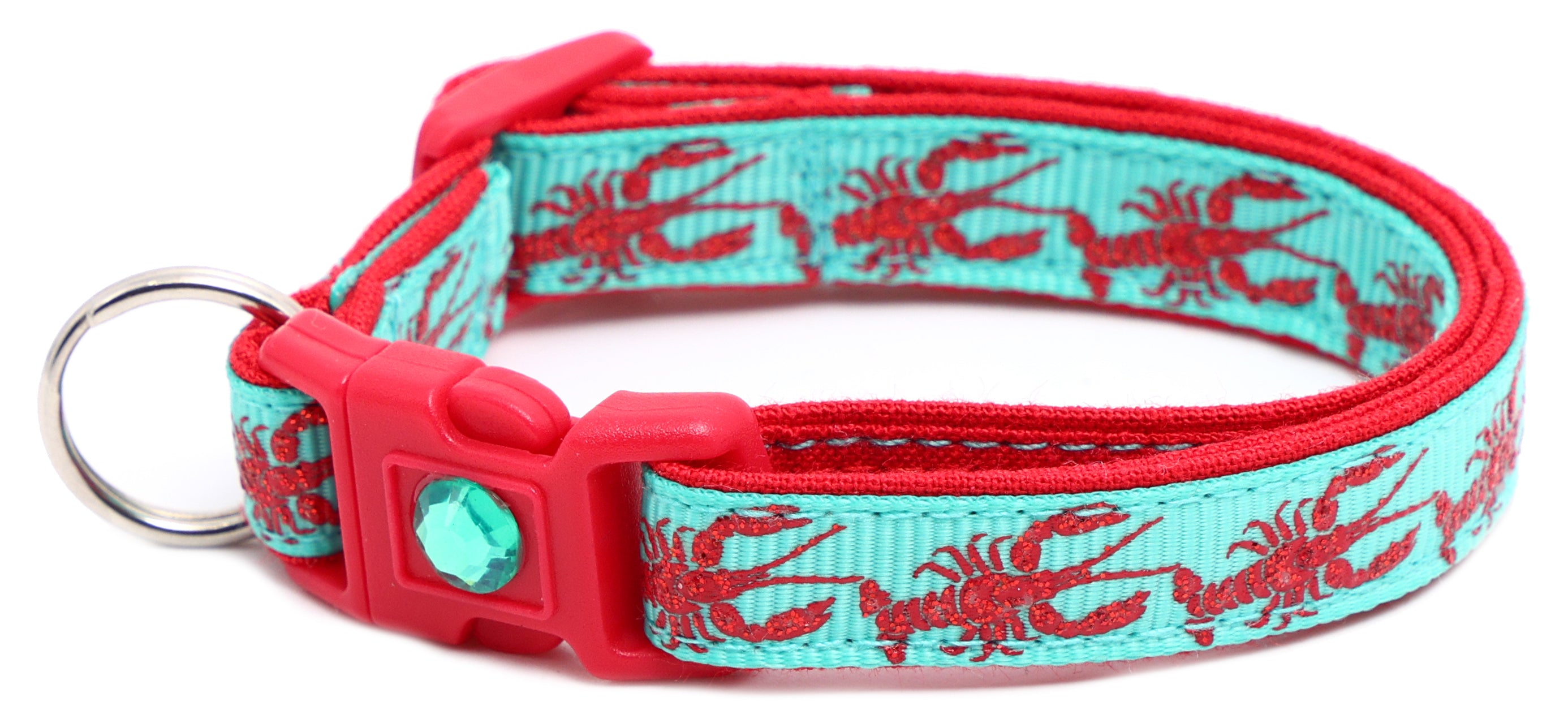 Lobster Breakaway Cat Collar made of reinforced cotton, featuring a breakaway clip and customizable options.